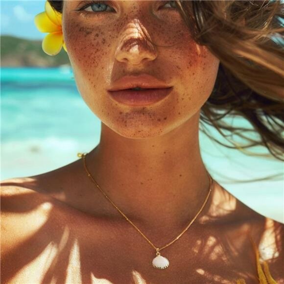 Aghfacy Gold Shell Pendant Necklace | Ocean-Inspired Jewelry - Picture 5 of 5